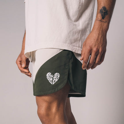 LLovesick Nylon Shorts Cream / Olive Green LL6-180-CRG - SOLE SERIOUSS (6)