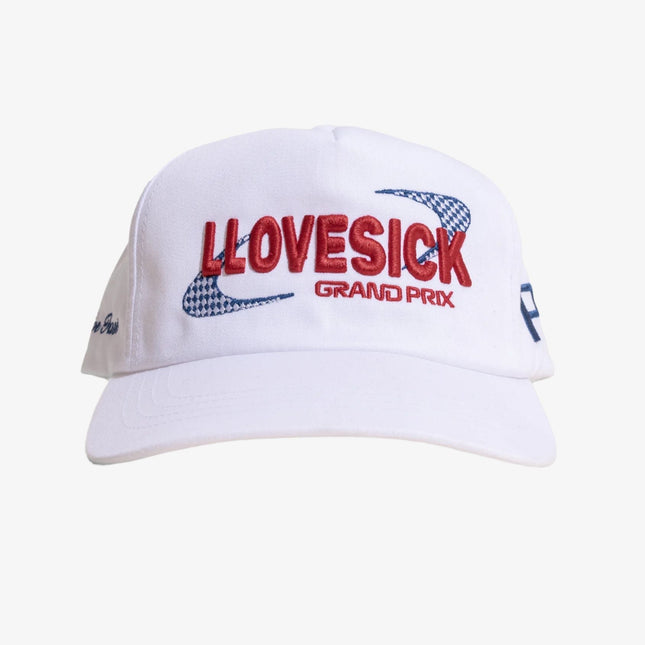 LLovesick 'P1 Grand Prix / Live Fast' 2D Embroidered 5-Panel Snapback Cap White / Red LL1-127-WHT - SOLE SERIOUSS (1)