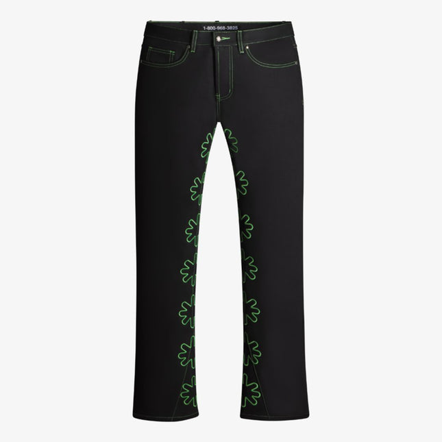 LOSTSHDWS 'DRKSHDWS Sun Logo Outline' Denim Jean Pant Black / Green - SOLE SERIOUSS (1)