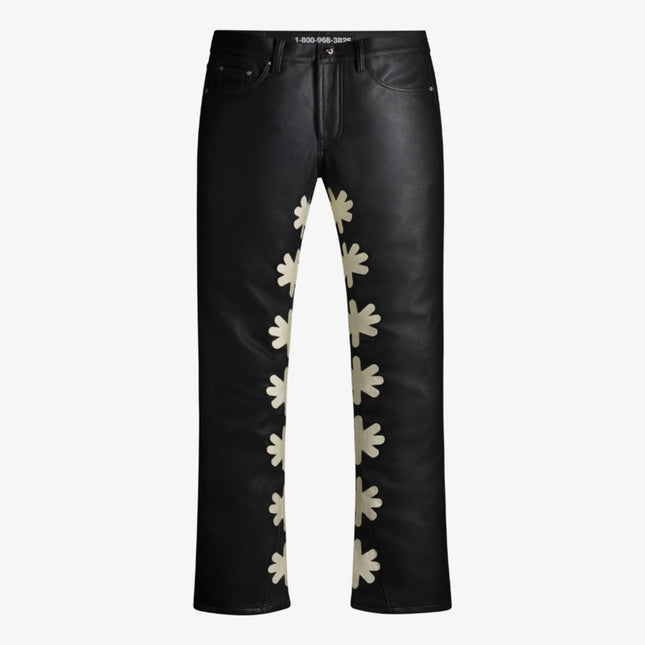 LOSTSHDWS 'Sun Logo Outline' Leather Pant Black / Bone - SOLE SERIOUSS (1)