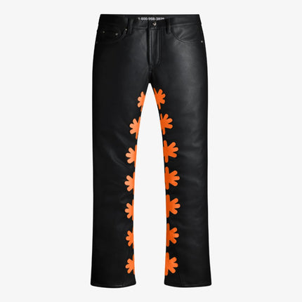 LOSTSHDWS 'Sun Logo Outline' Leather Pant Black / Orange - SOLE SERIOUSS (1)