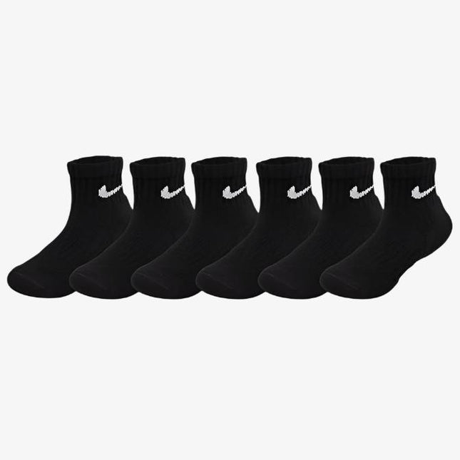 (Little Kids) Nike Dri-Fit Cushioned Mid Training Quarter Ankle Socks (6 Pack) Black UN0018-023 - SOLE SERIOUSS (1)