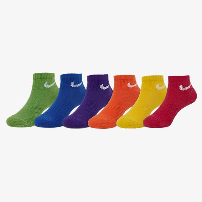 (Little Kids) Nike Dri-Fit Cushioned Mid Training Quarter Ankle Socks (6 Pack) Rainbow RN0018-E69 - SOLE SERIOUSS (1)