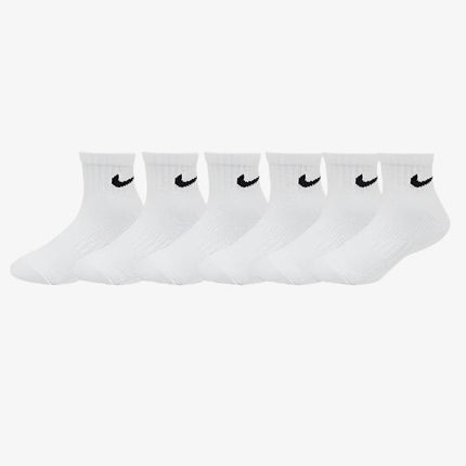 (Little Kids) Nike Dri-Fit Cushioned Mid Training Quarter Ankle Socks (6 Pack) White UN0018-001 - SOLE SERIOUSS (1)