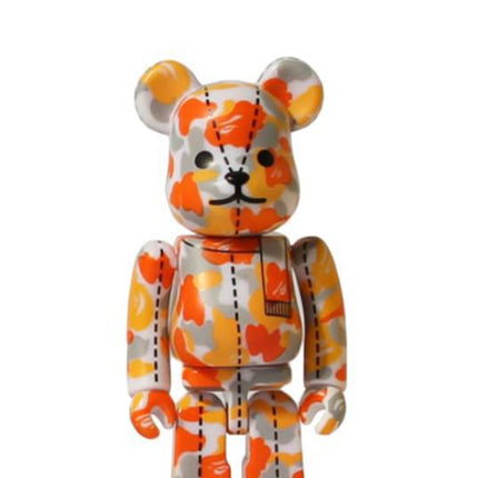 Medicom Toy x BAPE A Bathing Ape '28th Anniversary Camo #3' Bearbrick 100% Figure Orange / Grey - SOLE SERIOUSS (1)