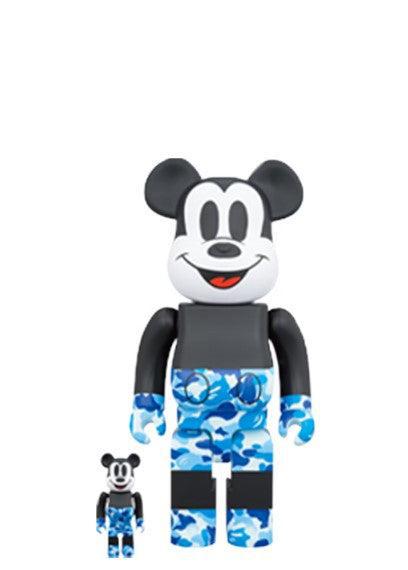 Medicom Toy x BAPE A Bathing Ape x Disney 'Mickey Mouse' Bearbrick 100% & 400% Figures Blue Camo (Set of 2) - SOLE SERIOUSS (1)