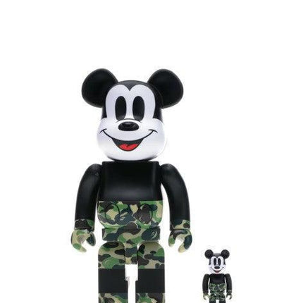 Medicom Toy x BAPE A Bathing Ape x Disney 'Mickey Mouse' Bearbrick 100% & 400% Figures Green Camo (Set of 2) - SOLE SERIOUSS (1)