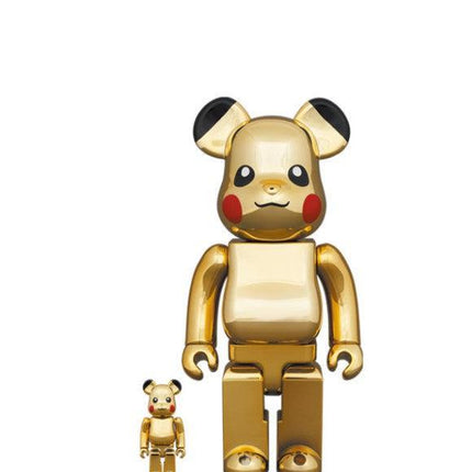Medicom Toy x Pokémon 'Pikachu' (Gold Chrome)' Bearbrick 100% & 400% Figures (Set of 2) - SOLE SERIOUSS (1)