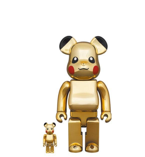 Medicom Toy x Pokémon 'Pikachu' (Gold Chrome)' Bearbrick 100% & 400% Figures (Set of 2) - SOLE SERIOUSS (1)