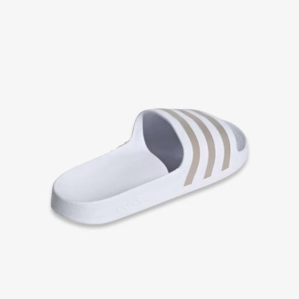 (Men's) Adidas Adilette Aqua Slides ‘White / Metallic Silver’ (2022) EF1730 - SOLE SERIOUSS (4)
