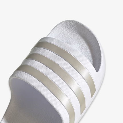 (Men's) Adidas Adilette Aqua Slides ‘White / Metallic Silver’ (2022) EF1730 - SOLE SERIOUSS (5)
