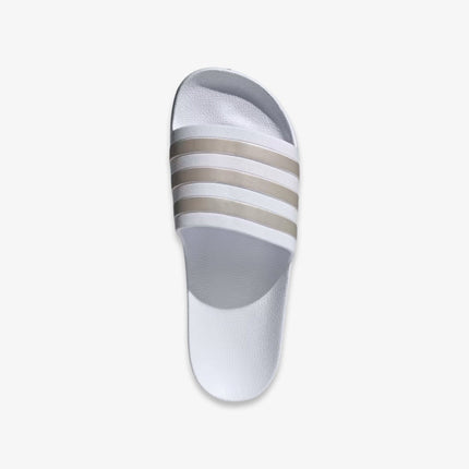 (Men's) Adidas Adilette Aqua Slides ‘White / Metallic Silver’ (2022) EF1730 - SOLE SERIOUSS (6)