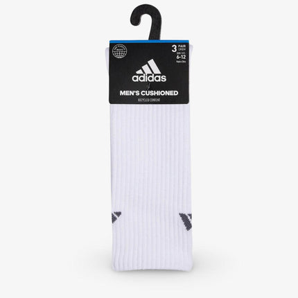(Men's) Adidas Cushioned 3.0 Crew Socks White / Grey (3 Pack) - SOLE SERIOUSS (6)