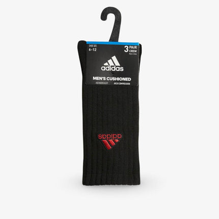 (Men's) Adidas Cushioned Classic Crew Socks Black / White (3 Pack) - SOLE SERIOUSS (5)
