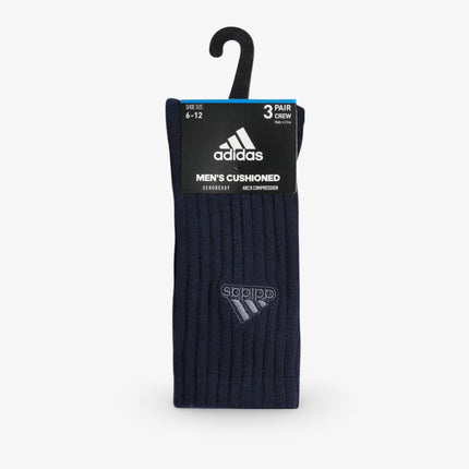 (Men's) Adidas Cushioned Classic Crew Socks Collegiate Navy / Wonder Beige (3 Pack) - SOLE SERIOUSS (5)