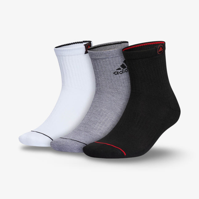 (Men's) Adidas Cushioned Classic High Quarter Socks Black / White (3 Pack) - SOLE SERIOUSS (1)