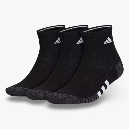 (Men's) Adidas Cushioned Quarter Socks Black / Onix Grey (3 Pack) 5155902A - SOLE SERIOUSS (1)