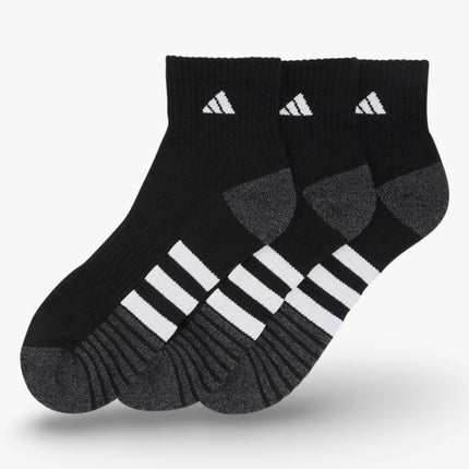 (Men's) Adidas Cushioned Quarter Socks Black / Onix Grey (3 Pack) 5155902A - SOLE SERIOUSS (2)