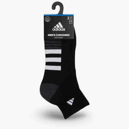 (Men's) Adidas Cushioned Quarter Socks Black / Onix Grey (3 Pack) 5155902A - SOLE SERIOUSS (3)