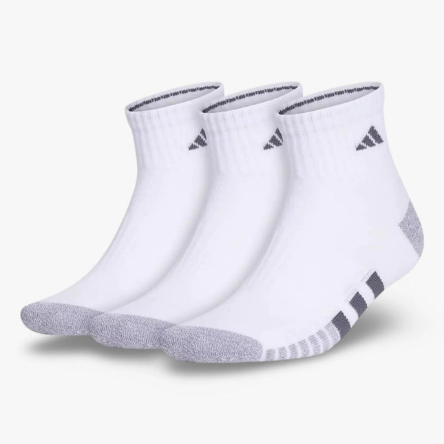 (Men's) Adidas Superlite III Quarter Socks White / Grey (3 Pack) - SOLE SERIOUSS (1)