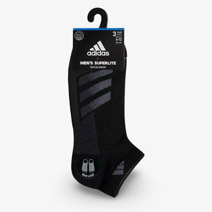 (Men's) Adidas Superlite Stripe III Low-Cut Socks Black / Night Grey (3 Pack) - SOLE SERIOUSS (3)