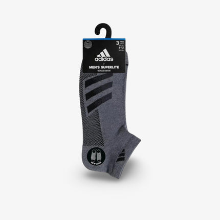(Men's) Adidas Superlite Stripe III Low-Cut Socks Heather Dark Grey / Black (3 Pack) - SOLE SERIOUSS (3)