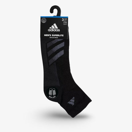 (Men's) Adidas Superlite Stripe III Quarter Socks Black / Night Grey (3 Pack) 5153829A - SOLE SERIOUSS (3)