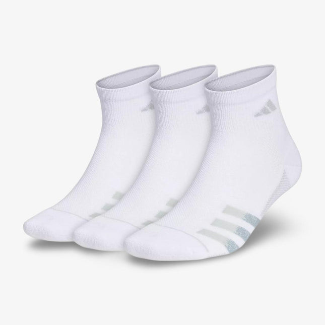 (Men's) Adidas Superlite Stripe III Quarter Socks White / Clear Onix Grey (3 Pack) 5153843A - SOLE SERIOUSS (1)