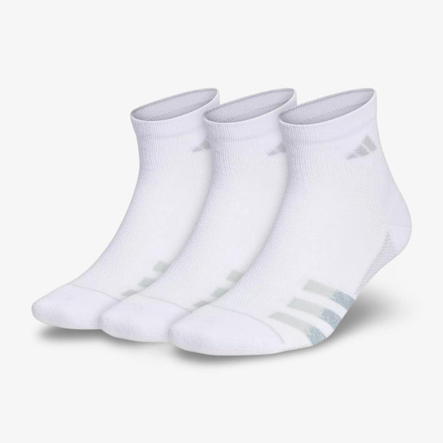 (Men's) Adidas Superlite Stripe III Quarter Socks White / Clear Onix Grey (3 Pack) - SOLE SERIOUSS (1)