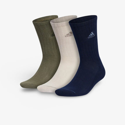 (Men's) adidas Cushioned Classic Crew Socks Collegiate Navy / Wonder Beige (3 Pack) 5156698A - SOLE SERIOUSS (1)