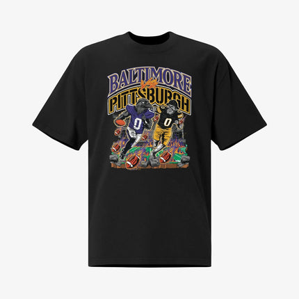 Mercy Rule 'Rivalry Baltimore vs Pittsburgh' Oversized T-Shirt Black | SOLE SERIOUSS [1]