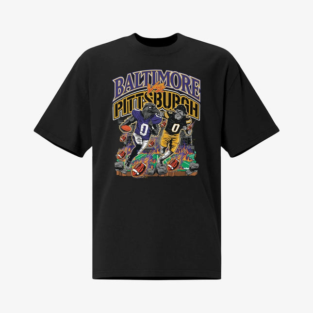 Mercy Rule 'Rivalry Baltimore vs Pittsburgh' Oversized T-Shirt Black | SOLE SERIOUSS [1]