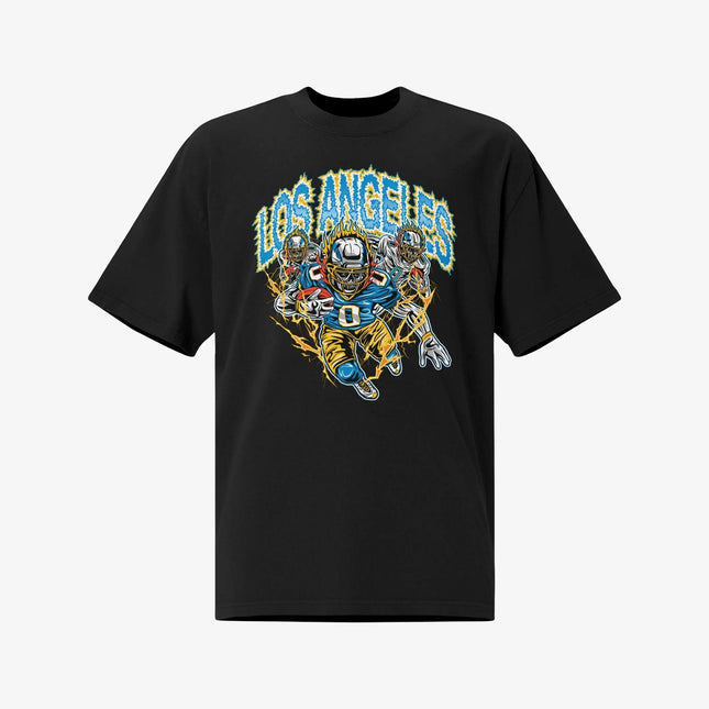 Mercy Rule 'Staple Los Angeles Chargers' Oversized T-Shirt Black | SOLE SERIOUSS [1]
