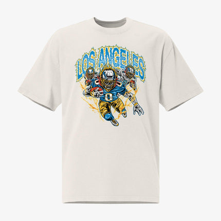 Mercy Rule 'Staple Los Angeles Chargers' Oversized T-Shirt White | SOLE SERIOUSS [1]