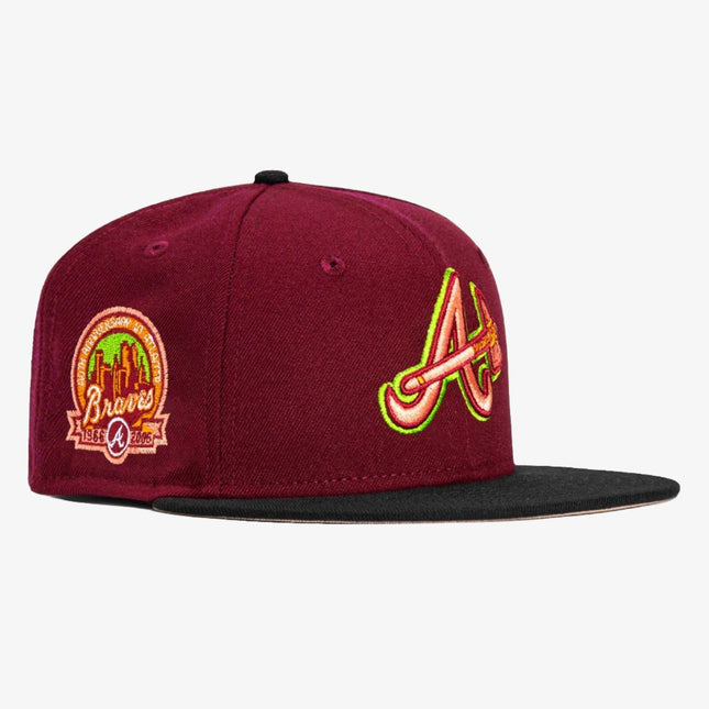 New Era x MLB Alternate 'Atlanta Braves 40th Anniversary' 59Fifty Patch Fitted Hat Cardinal / Peach - SOLE SERIOUSS (1)