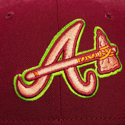 New Era x MLB Alternate 'Atlanta Braves 40th Anniversary' 59Fifty Patch Fitted Hat Cardinal / Peach - SOLE SERIOUSS (4)