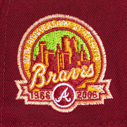 New Era x MLB Alternate 'Atlanta Braves 40th Anniversary' 59Fifty Patch Fitted Hat Cardinal / Peach - SOLE SERIOUSS (5)