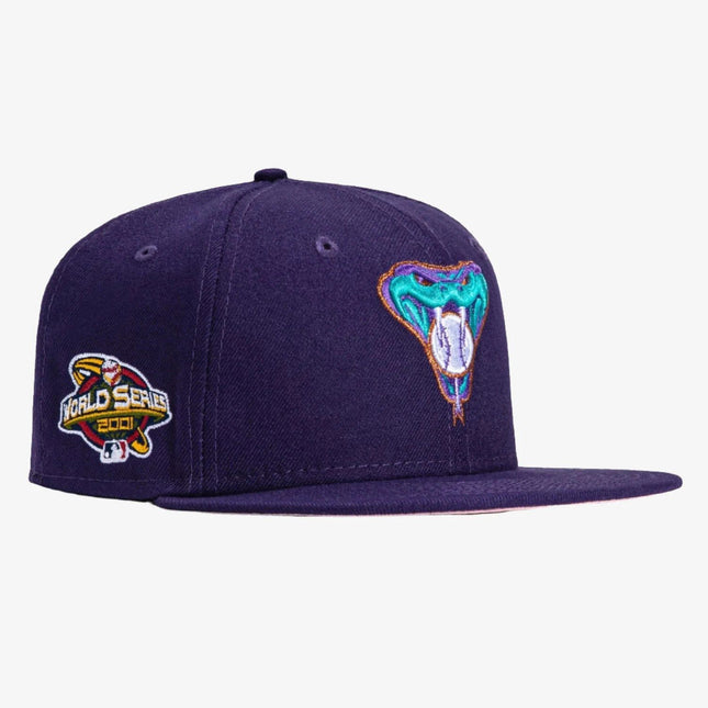 New Era x MLB 'Arizona Diamondbacks 2001 World Series' 59Fifty Patch Fitted Hat Purple (Pink Bottom) - SOLE SERIOUSS (1)