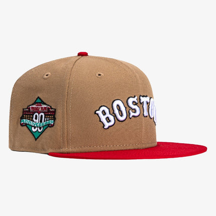 New Era x MLB 'Boston Red Sox 90th Anniversary Stadium' 59Fifty Patch Fitted Hat Khaki / Red - SOLE SERIOUSS (1)