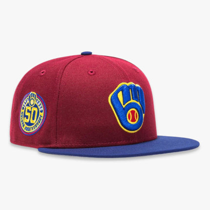 New Era x MLB Sangria 'Milwaukee Brewers 50th Anniversary' 59Fifty Patch Fitted Hat (Hat Club Exclusive) - SOLE SERIOUSS (1)