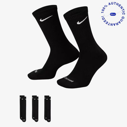 Nike Dri-FIT Everyday Plus Cushioned High Training Crew Socks (3 Pack) Black | SOLE SERIOUSS [1]