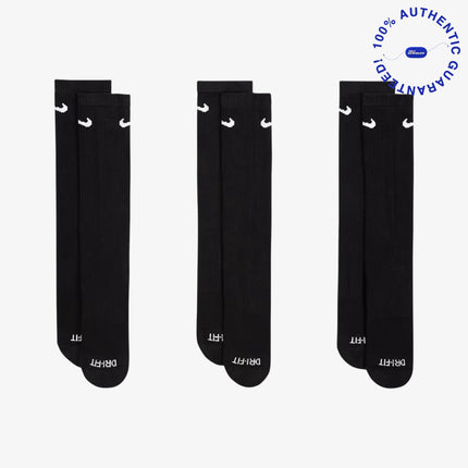 Nike Dri-FIT Everyday Plus Cushioned High Training Crew Socks (3 Pack) Black | SOLE SERIOUSS [2]
