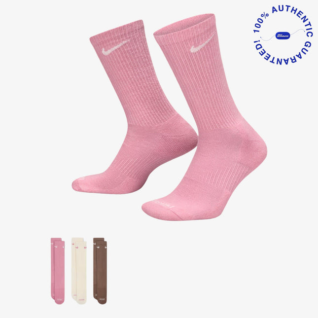 Nike Dri-FIT Everyday Plus Cushioned High Training Crew Socks (3 Pack) Pink / Multicolor | SOLE SERIOUSS [1]