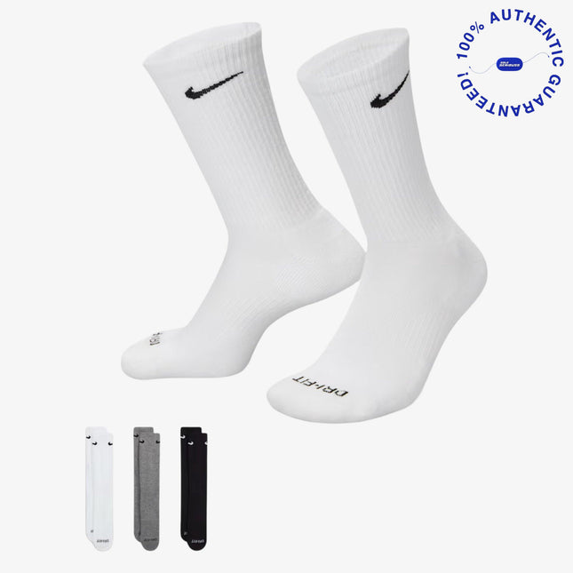 Nike Dri-FIT Everyday Plus Cushioned High Training Crew Socks (3 Pack) White / Multicolor | SOLE SERIOUSS [1]