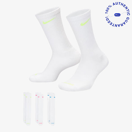 Nike Dri-FIT Everyday Plus Cushioned High Training Crew Socks (3 Pack) White / Multicolor | SOLE SERIOUSS [1]