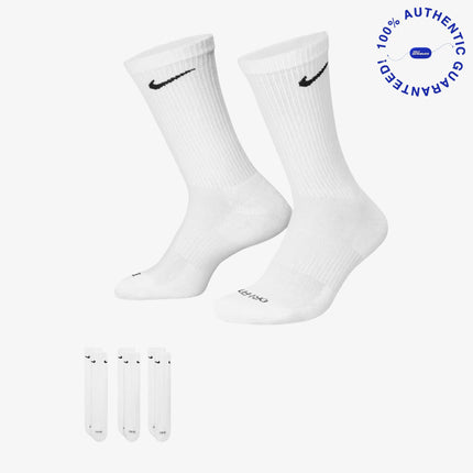 Nike Dri-FIT Everyday Plus Cushioned High Training Crew Socks (3 Pack) White | SOLE SERIOUSS [1]