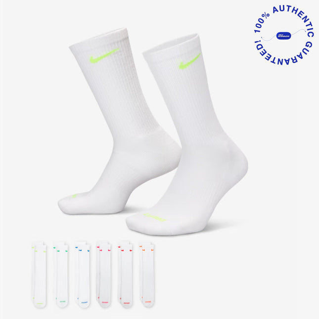 Nike Dri-FIT Everyday Plus Cushioned High Training Crew Socks (6 Pack) White / Multicolor | SOLE SERIOUSS [1]