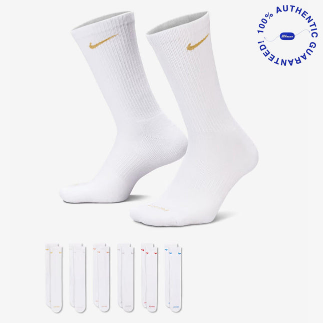 Nike Dri-FIT Everyday Plus Cushioned High Training Crew Socks (6 Pack) White / Multicolor | SOLE SERIOUSS [1]