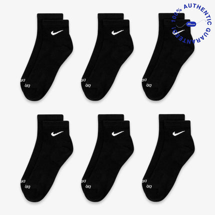 Nike Dri-FIT Everyday Plus Cushioned Mid Training Quarter Ankle Socks (6 Pack) Black | SOLE SERIOUSS [2]