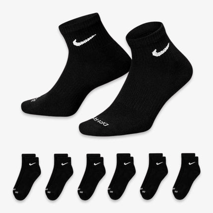 Nike Dri-FIT Everyday Plus Cushioned Mid Training Quarter Ankle Socks (6 Pack) Black SX6899-010 - SOLE SERIOUSS (1)